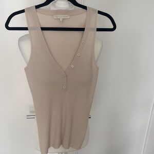 NakedCashmere Cream Sleeveless V-Neck Buttoned Tank Top